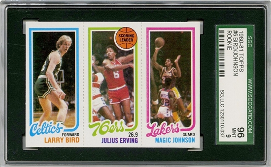 1980/81 Topps #6 Larry Bird/Magic Johnson Rookie Card - SGC 96 MINT 9